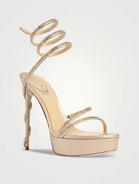 Margot Crystal Satin Platform Sandals