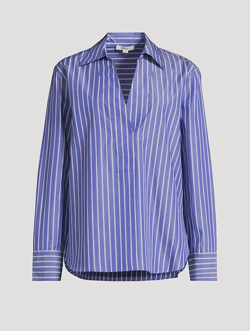 Poplin Tunic Shirt Stripe Print