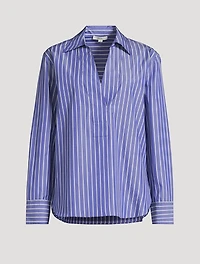 Poplin Tunic Shirt Stripe Print