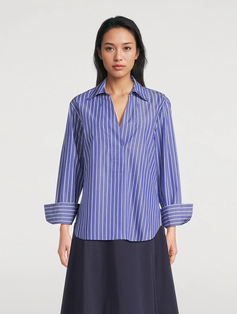 Poplin Tunic Shirt Stripe Print