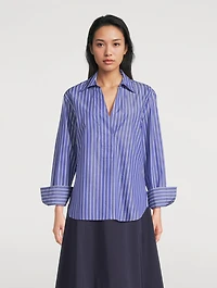 Poplin Tunic Shirt Stripe Print