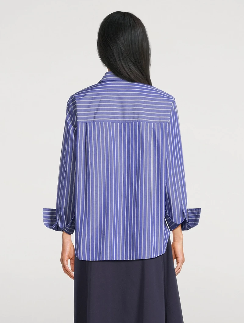 Poplin Tunic Shirt Stripe Print