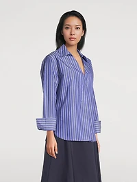 Poplin Tunic Shirt Stripe Print