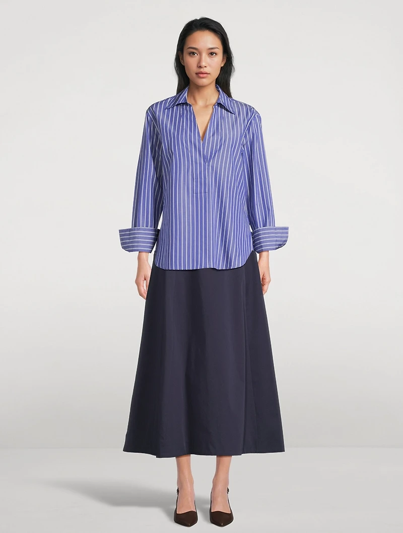 Poplin Tunic Shirt Stripe Print