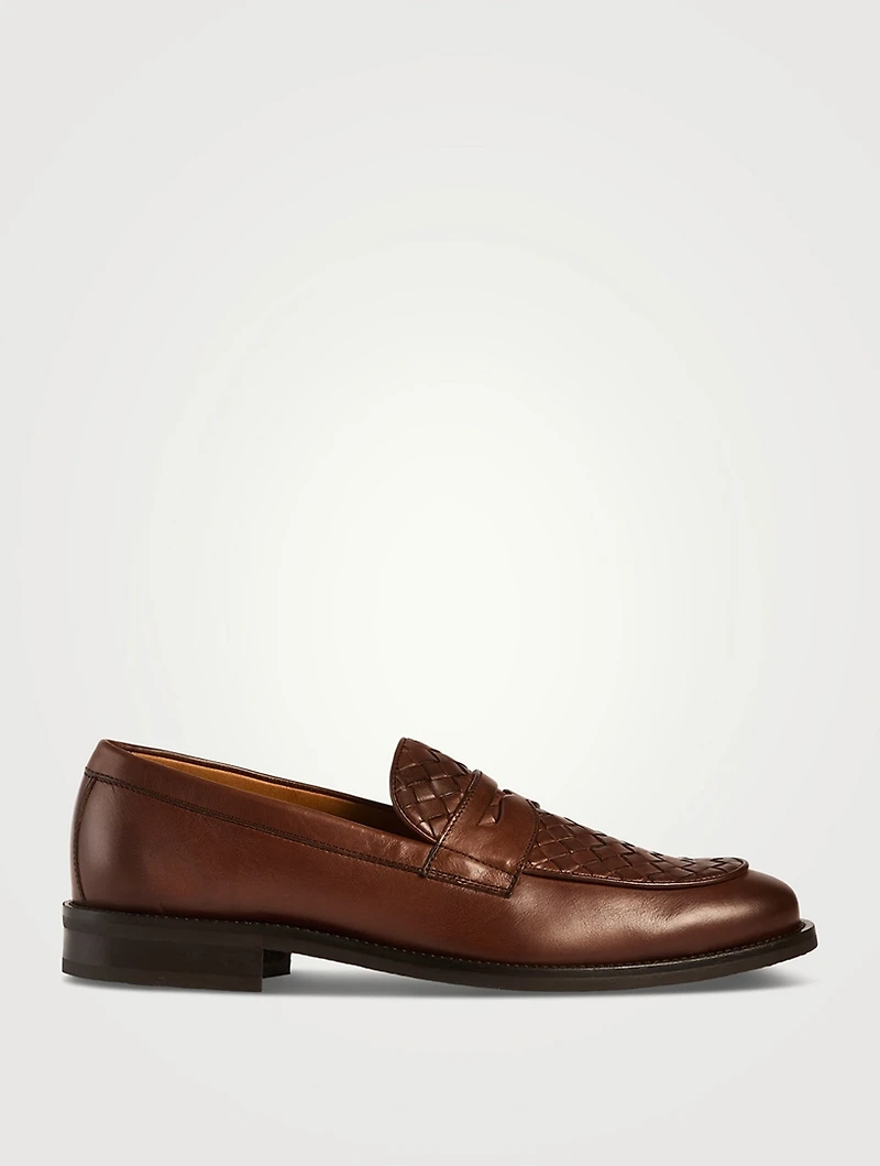 Como Woven Leather Penny Loafers