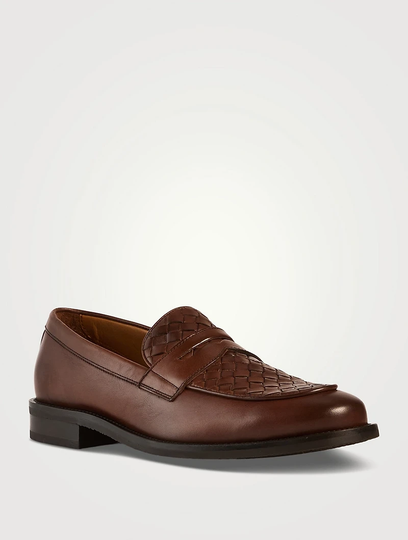 Como Woven Leather Penny Loafers