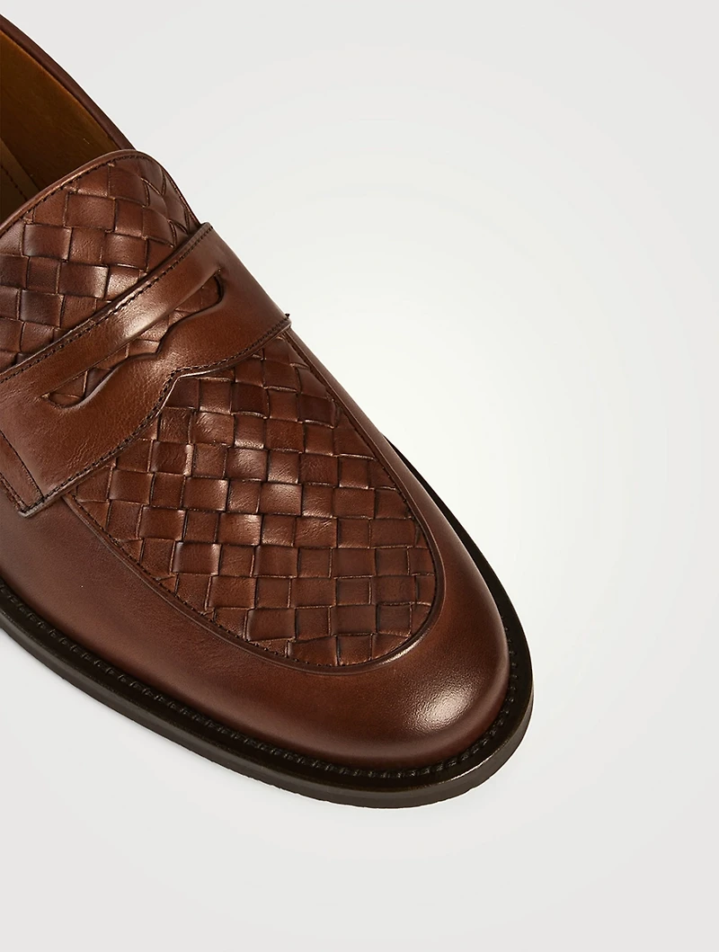 Como Woven Leather Penny Loafers