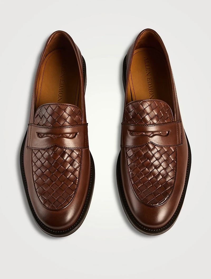 Como Woven Leather Penny Loafers