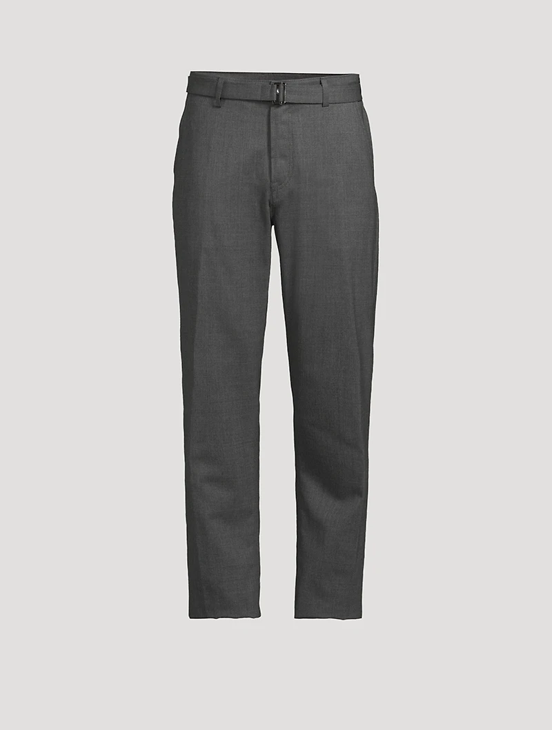 Wool Stretch Belted Pants