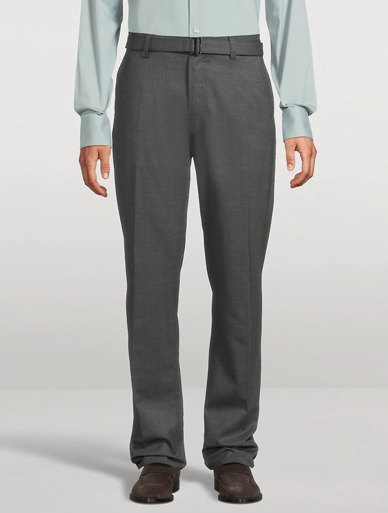 Wool Stretch Belted Pants