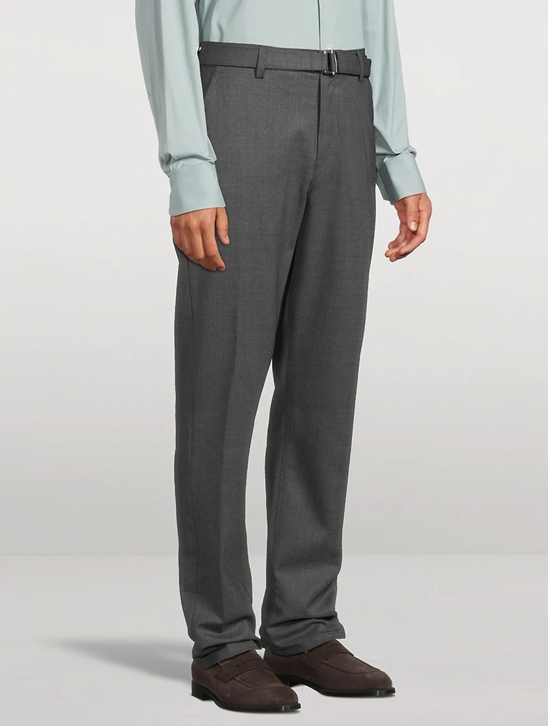 Wool Stretch Belted Pants
