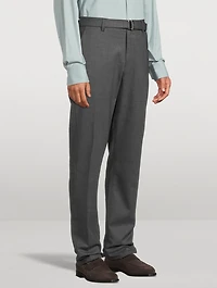 Wool Stretch Belted Pants