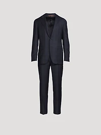 Wool Stretch Two-Piece Suit Tonal Check Print
