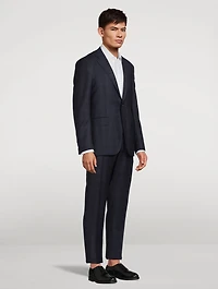 Wool Stretch Two-Piece Suit Tonal Check Print