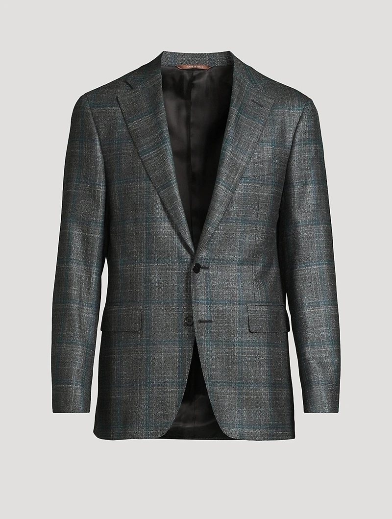Wool Silk And Cashmere Jacket Check Print