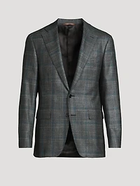 Wool Silk And Cashmere Jacket Check Print
