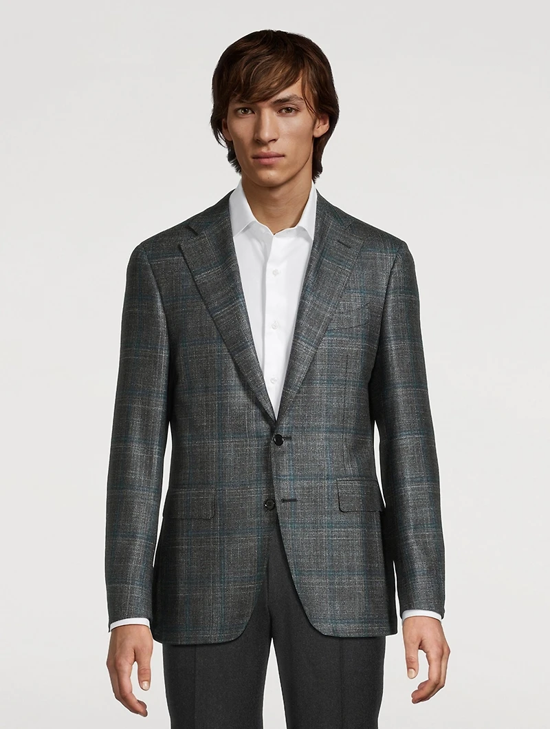 Wool Silk And Cashmere Jacket Check Print