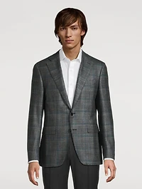 Wool Silk And Cashmere Jacket Check Print