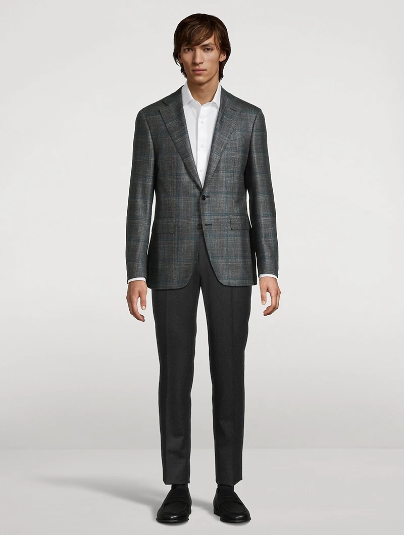 Wool Silk And Cashmere Jacket Check Print