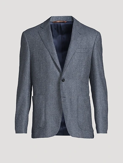 Wool Jacket Herringbone Print