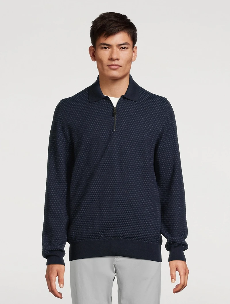 Wool Quarter-Zip Polo Sweater