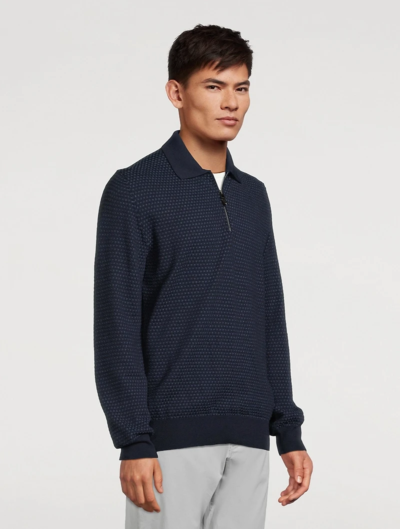 Wool Quarter-Zip Polo Sweater