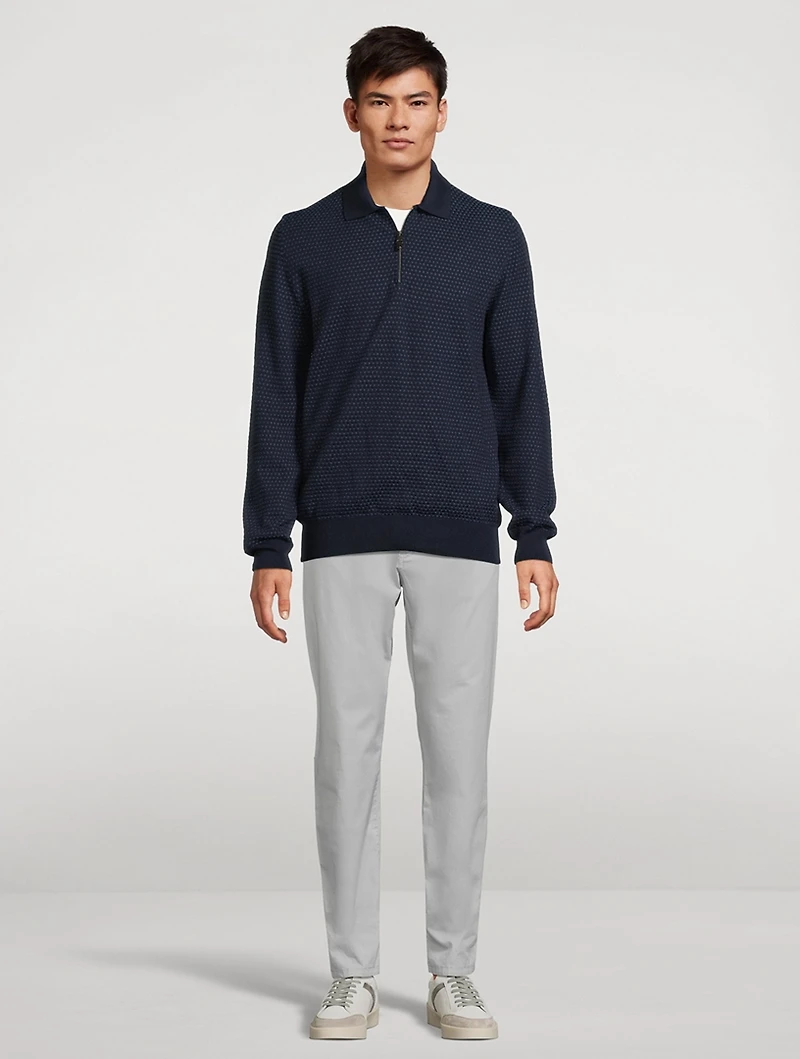 Wool Quarter-Zip Polo Sweater