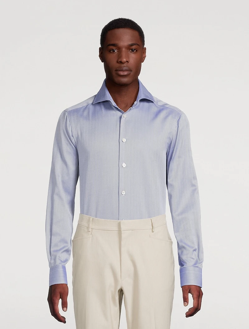 Cotton Herringbone Sport Shirt