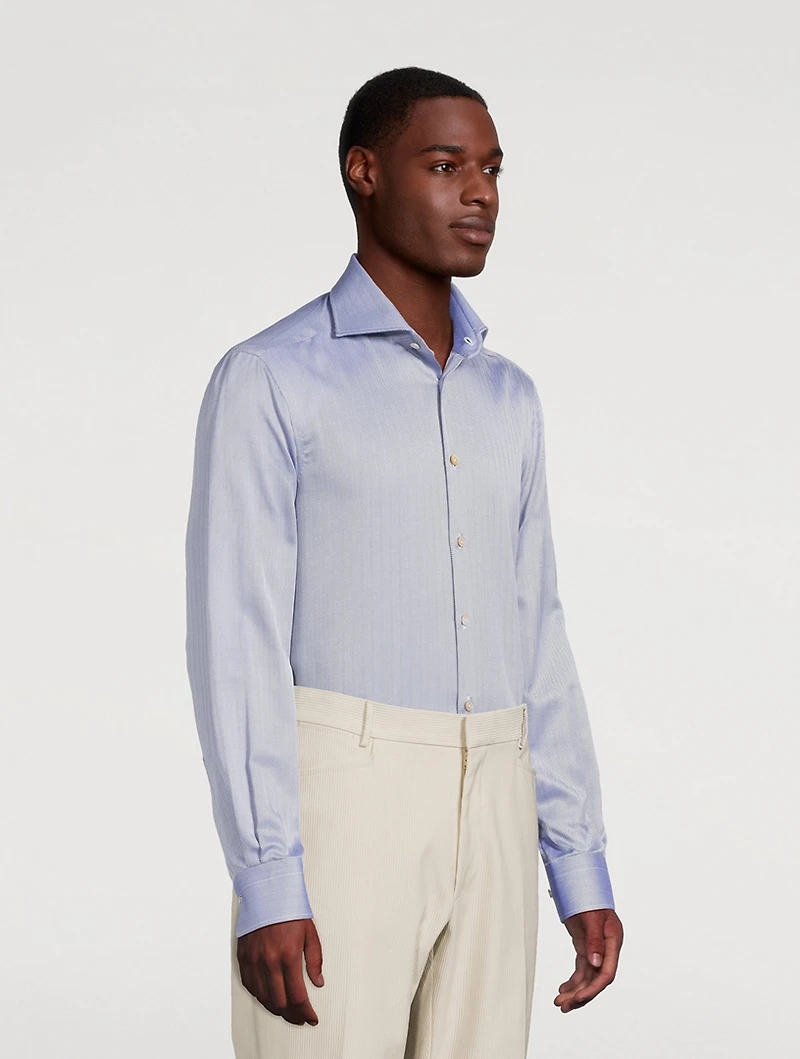 Cotton Herringbone Sport Shirt