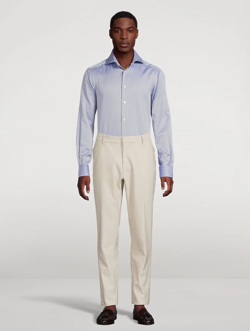 Cotton Herringbone Sport Shirt