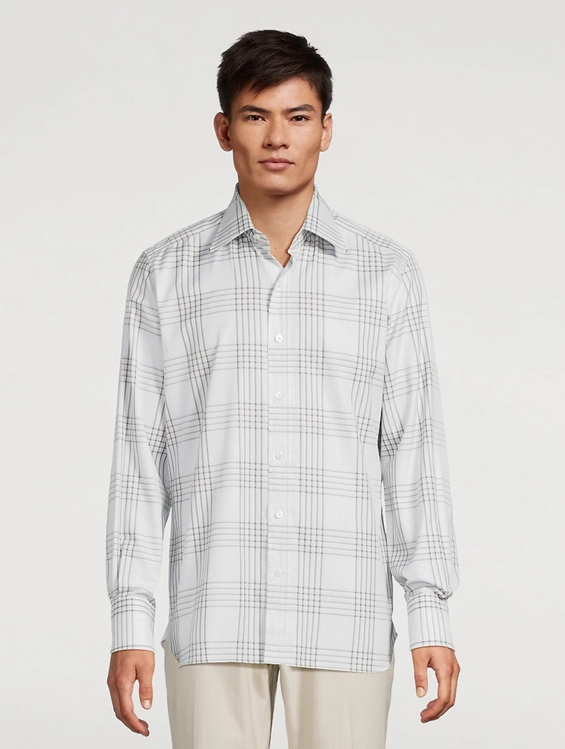 Cotton Slim-Fit Shirt Check Print