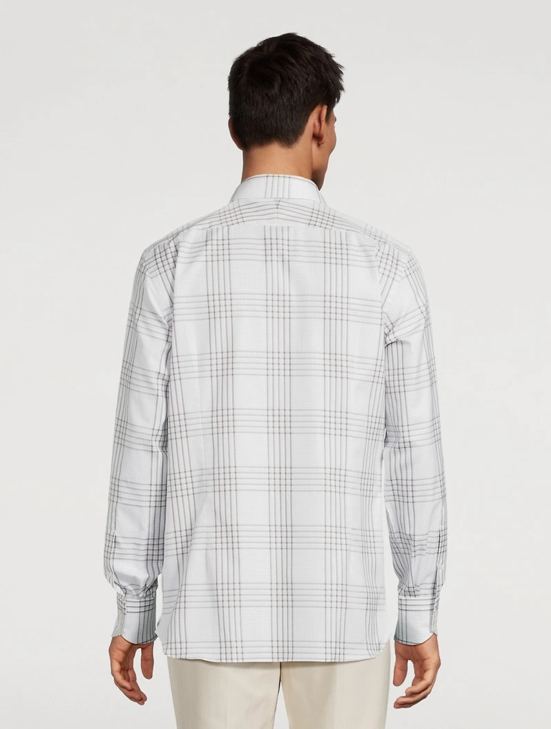 Cotton Slim-Fit Shirt Check Print