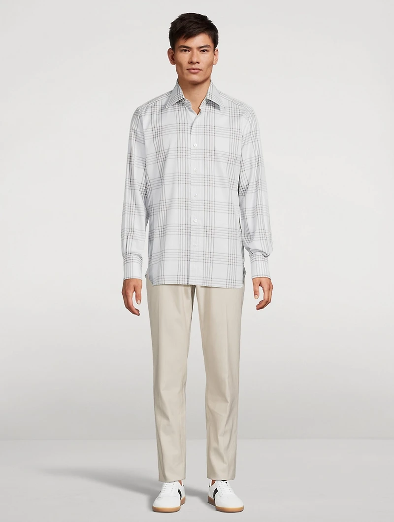 Cotton Slim-Fit Shirt Check Print