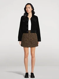 Alma Denim Mini Skirt Leopard Print