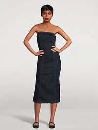 Esme Strapless Denim Midi Dress