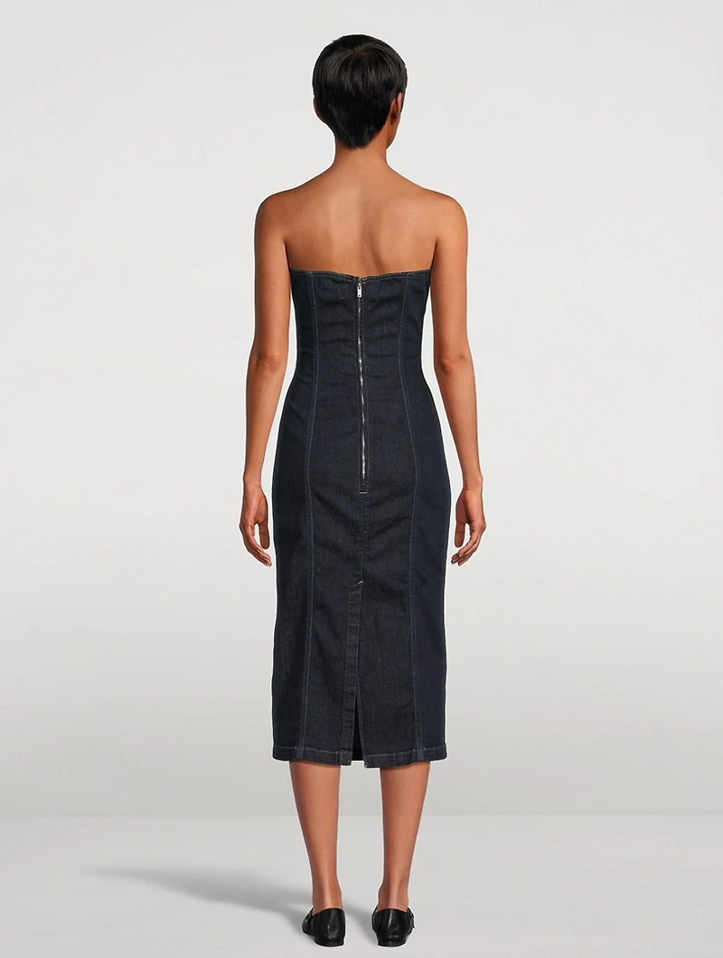 Esme Strapless Denim Midi Dress