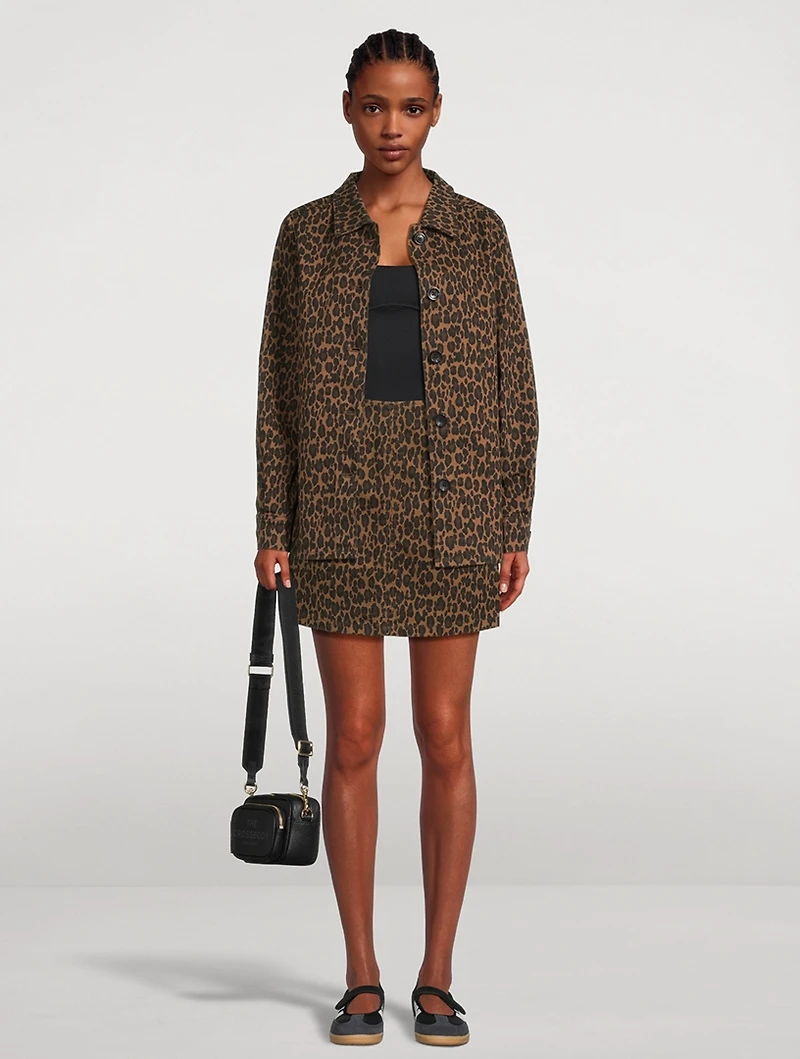 Harloe Denim Jacket Leopard Print
