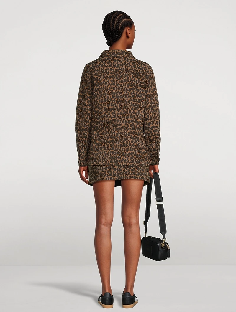 Harloe Denim Jacket Leopard Print