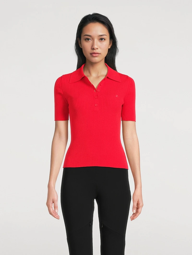 Iconic Rib-Knit Polo Shirt