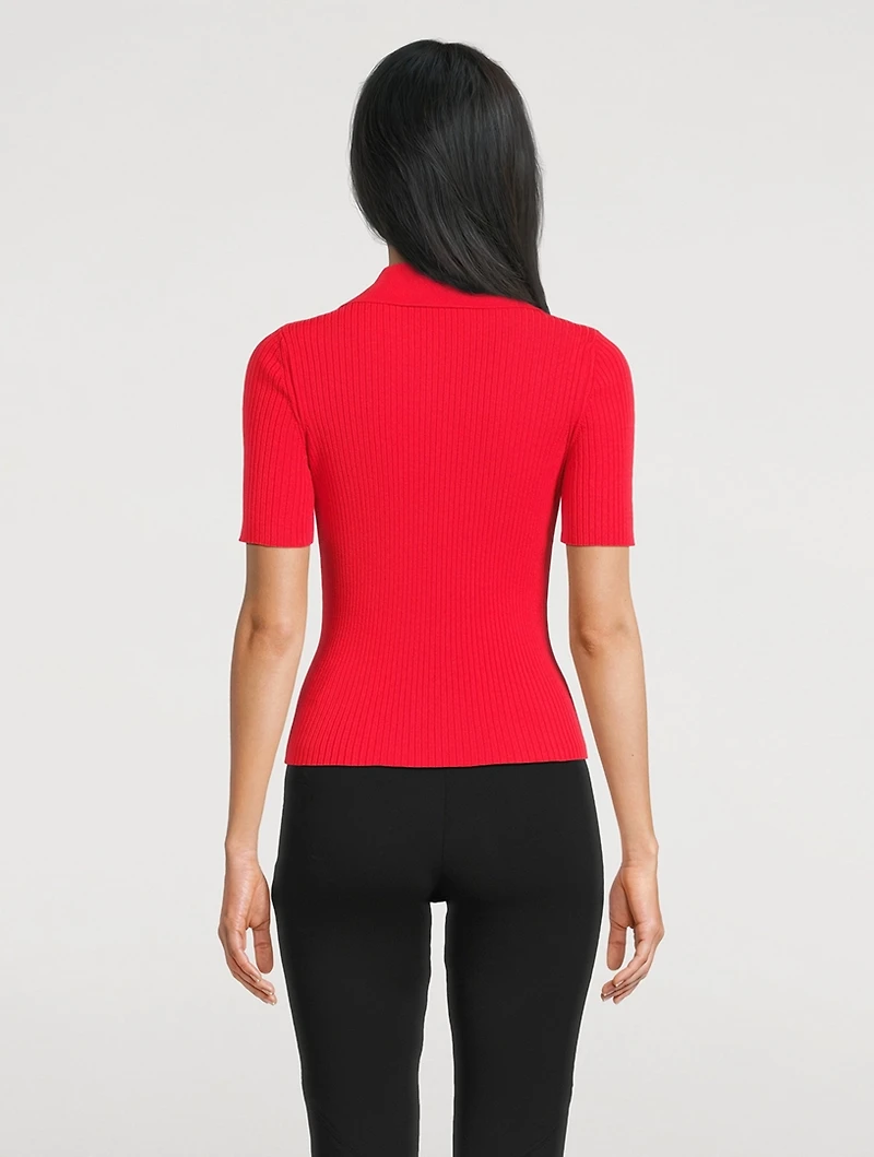 Iconic Rib-Knit Polo Shirt