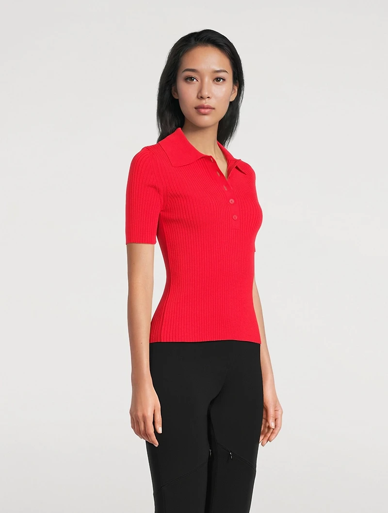 Iconic Rib-Knit Polo Shirt