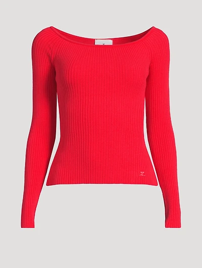 Off-The-Shoulder Rib-Knit Top