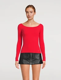 Off-The-Shoulder Rib-Knit Top