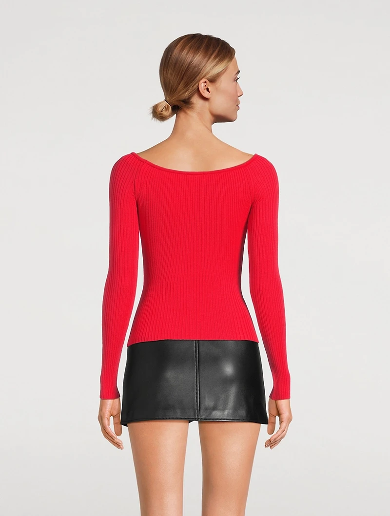 Off-The-Shoulder Rib-Knit Top
