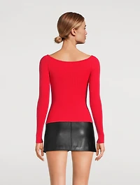 Off-The-Shoulder Rib-Knit Top