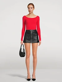 Off-The-Shoulder Rib-Knit Top