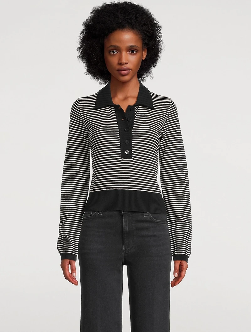 The Graduate Stripe Jacquard Polo Sweater