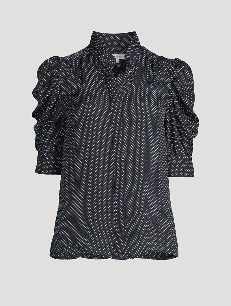Gillian Puff-Sleeve Silk Blouse