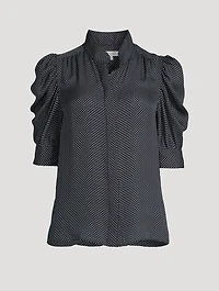 Gillian Puff-Sleeve Silk Blouse