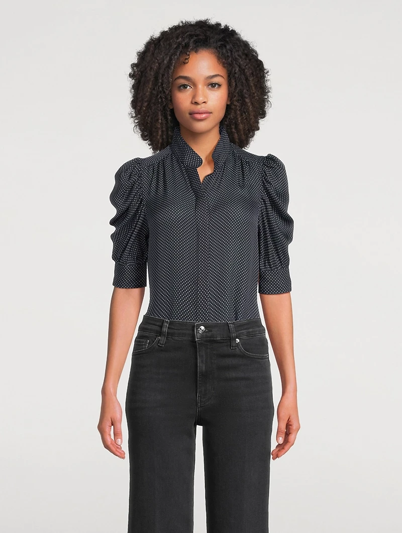 Gillian Puff-Sleeve Silk Blouse